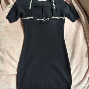 Alexander Wang Black Logo-Trim Knit Mini Dress